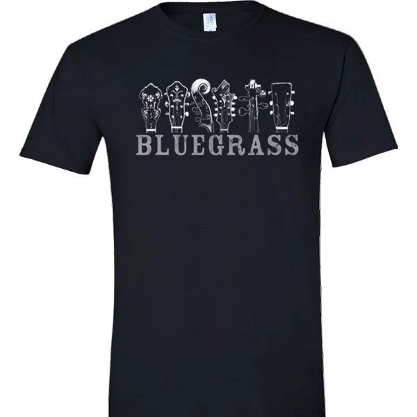 UPDATED--Black Ricky Skaggs 6 Headstock T-shirt